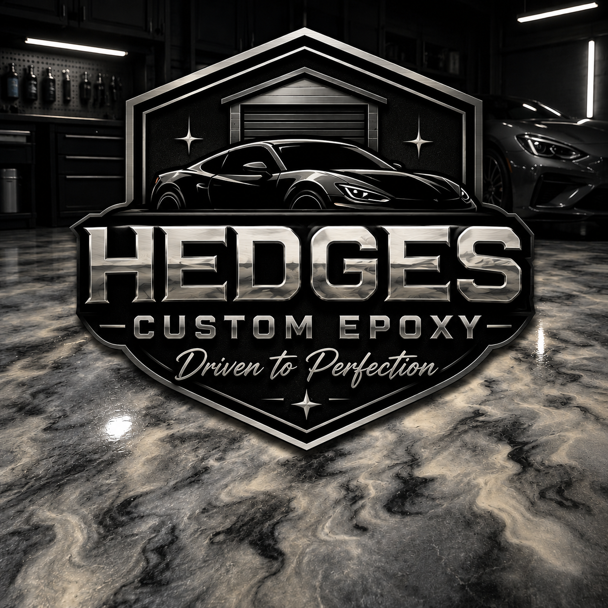 Hedges Custom Epoxy badge lockup