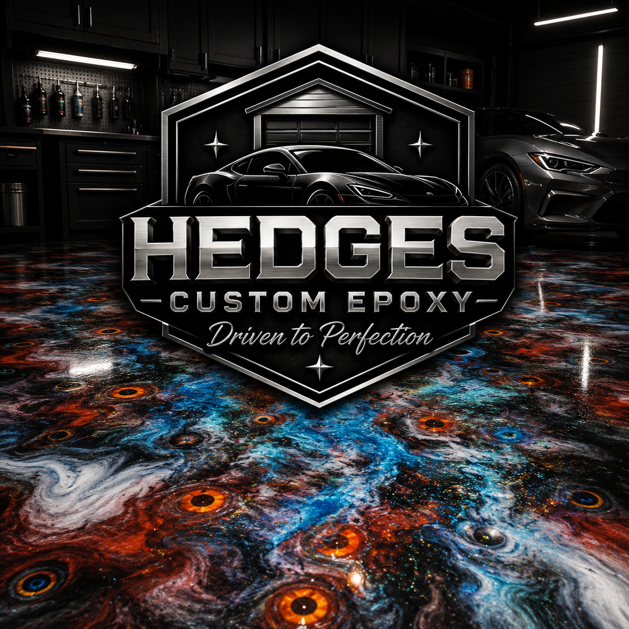 Hedges Custom Epoxy badge lockup