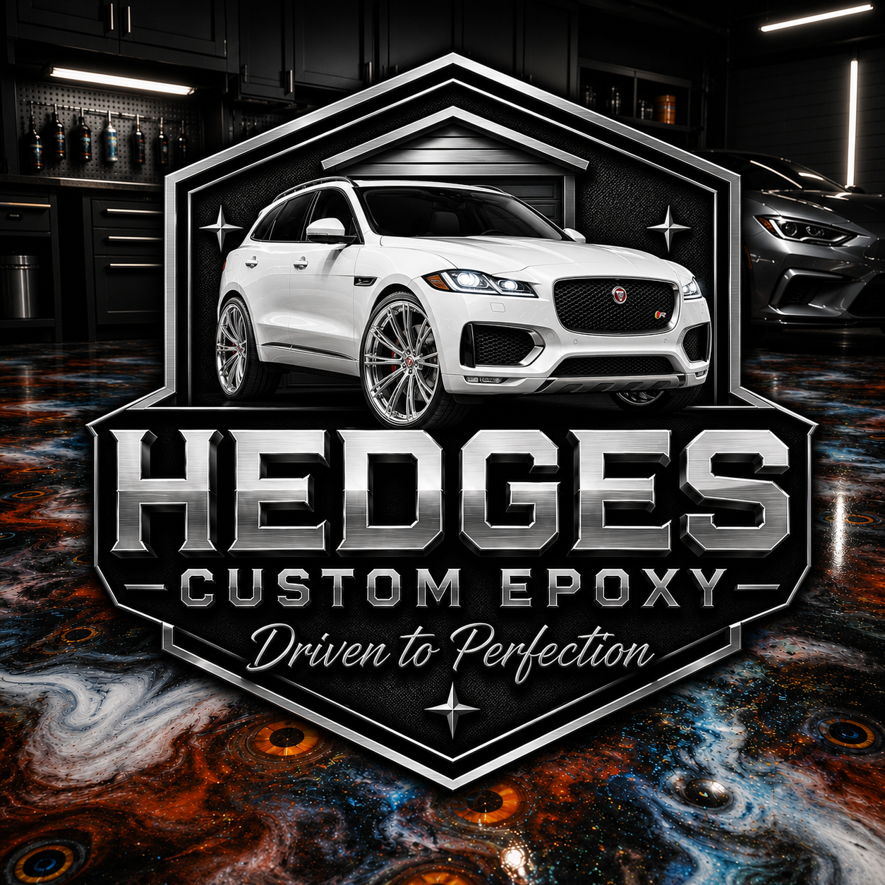 Hedges Custom Epoxy badge lockup